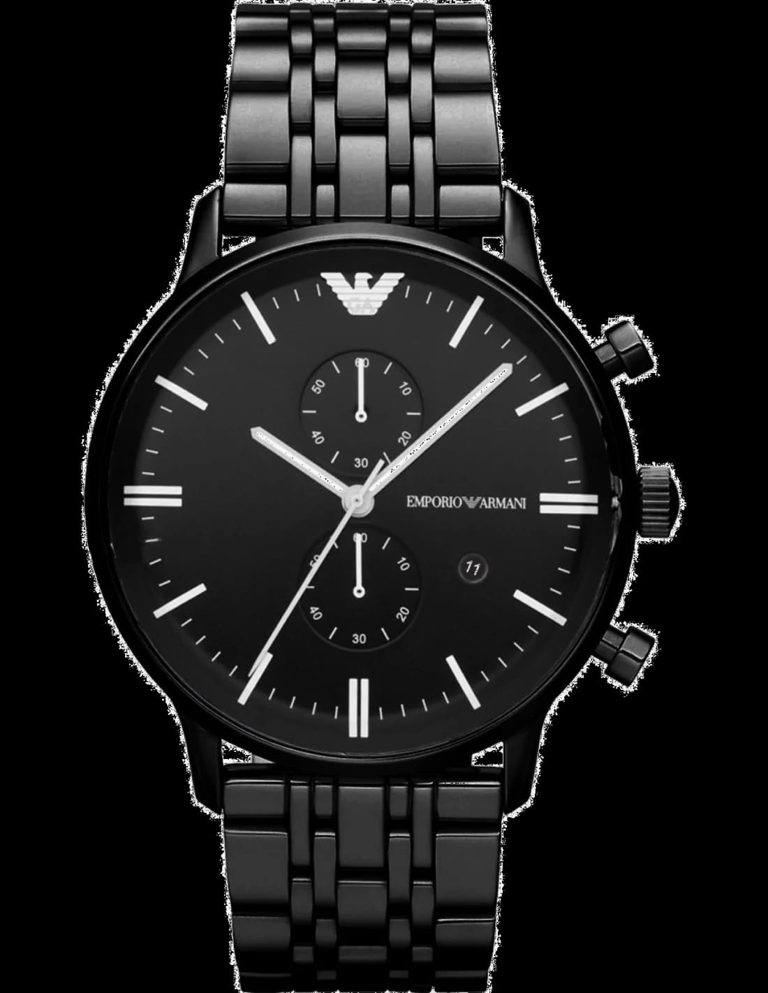 Montre homme Emporio Armani AR1934, cadran noir sur bracelet acier noir
