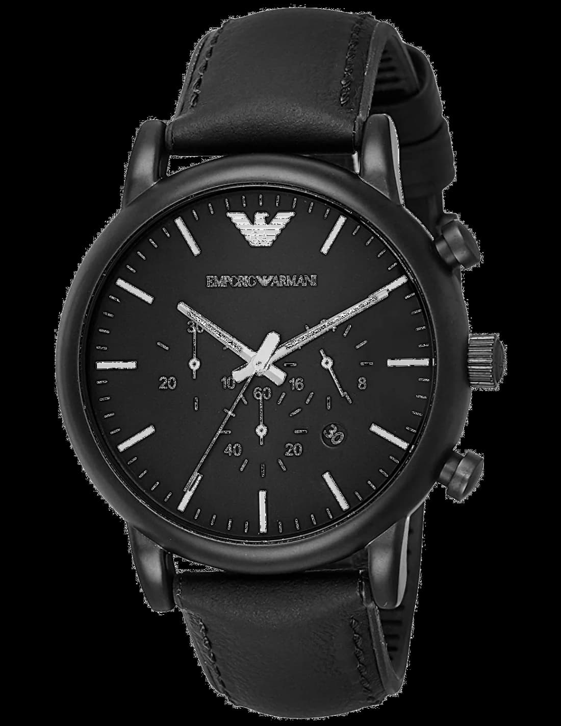 Montre homme Emporio Armani AR1970, cadran noir, bracelet cuir, look classique