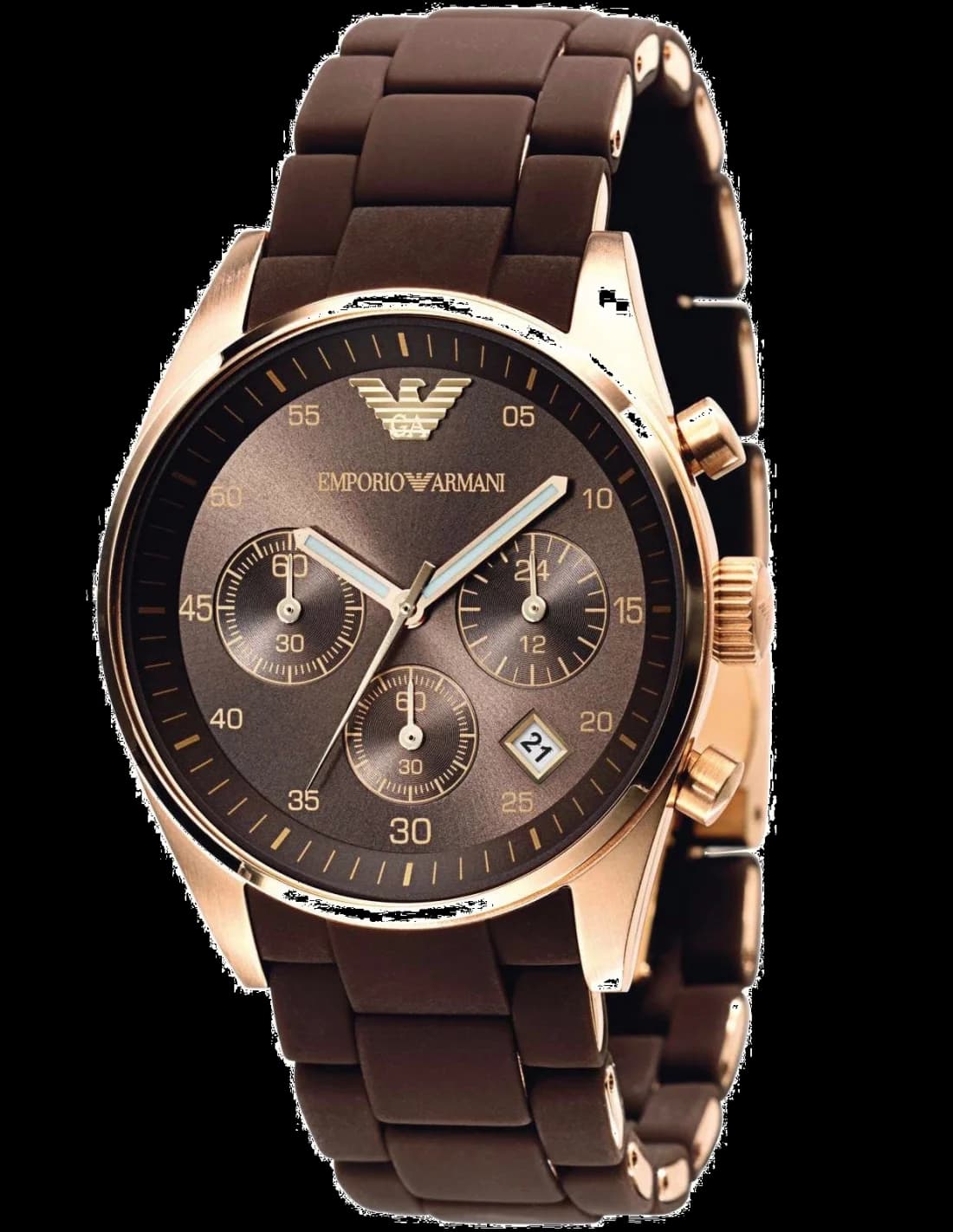 Montre femme Emporio Armani AR5891, au cadran marron et bracelet silicone