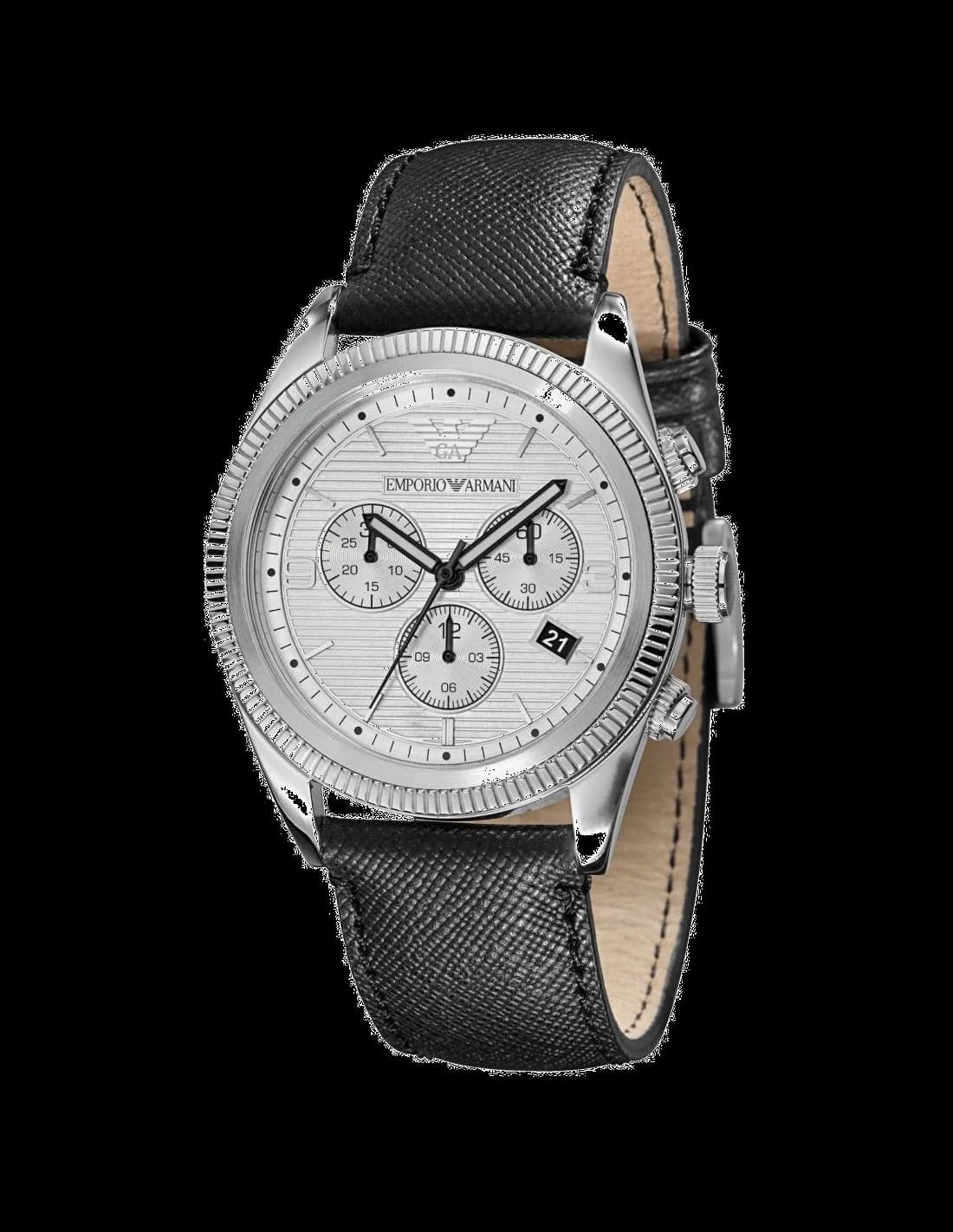 Montre Emporio Armani AR5895 avec cadran noir et aiguilles argentées, style classique et élégant