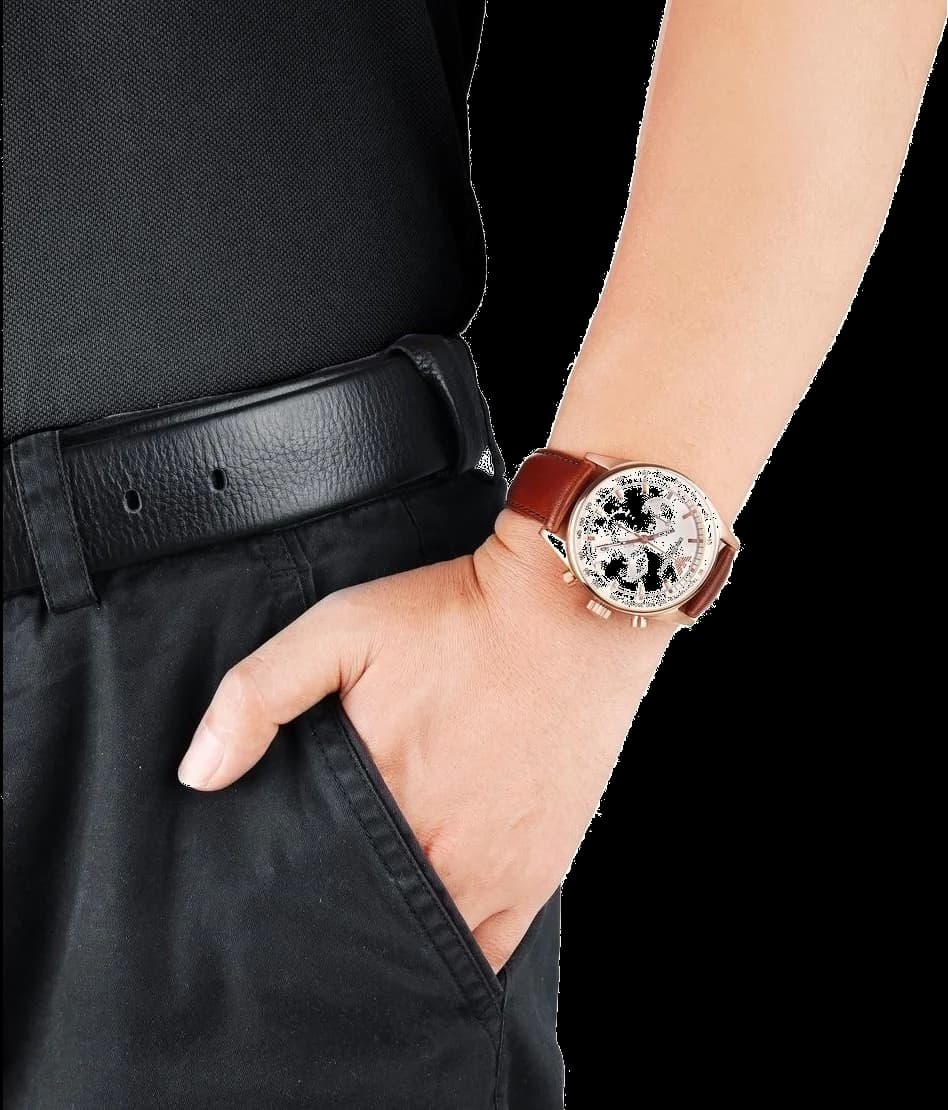 Cadran nacre de la montre Emporio Armani AR5996 en détail