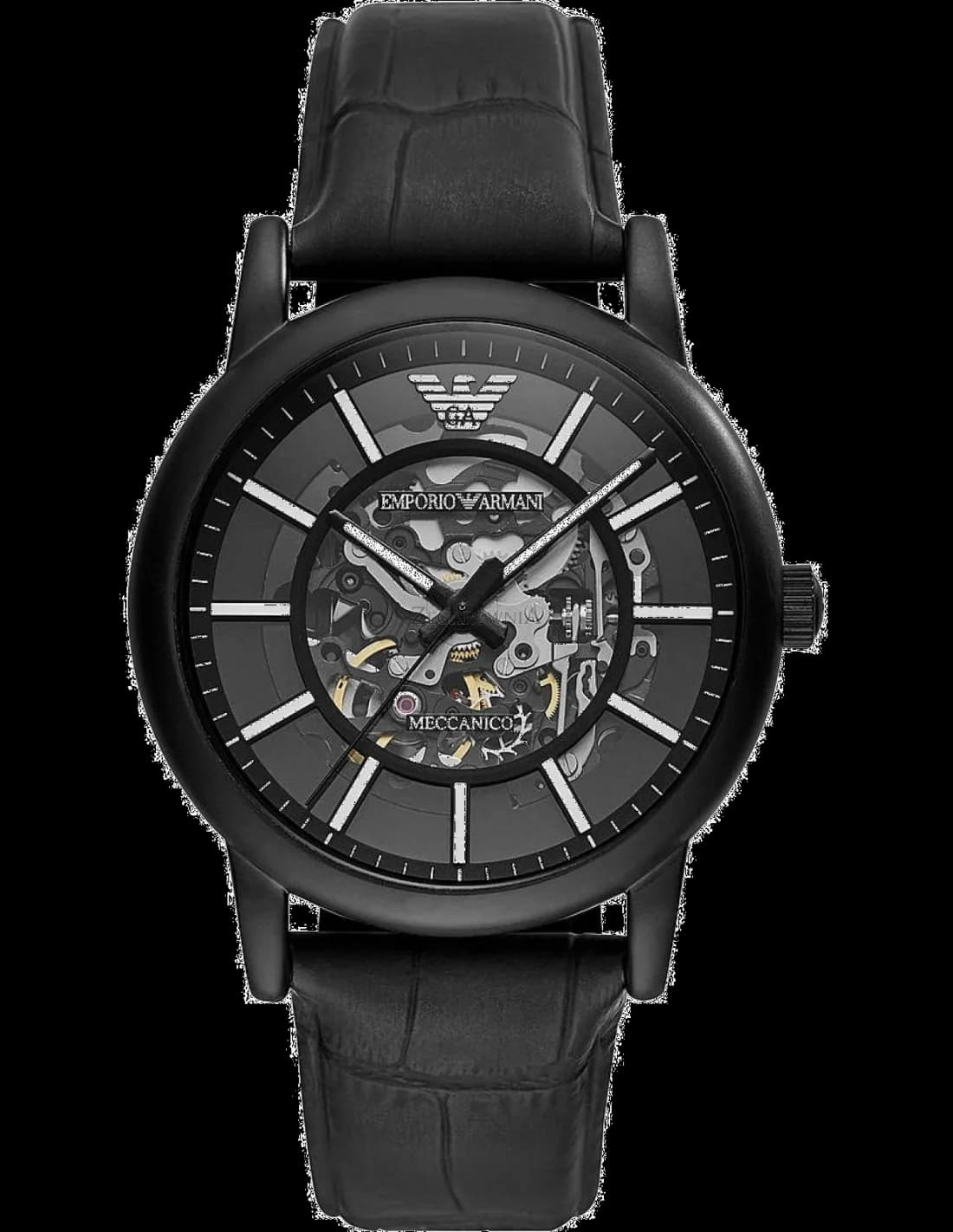 Montre homme Emporio Armani AR60008, cadran noir, bracelet cuir noir
