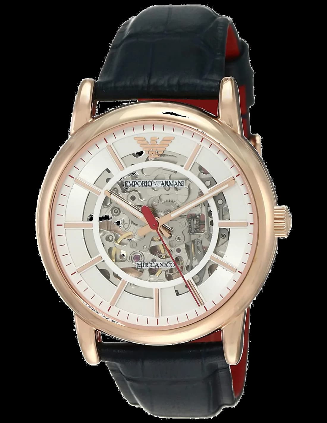 Montre homme Emporio Armani AR60009, cadran blanc, bracelet cuir, automatique