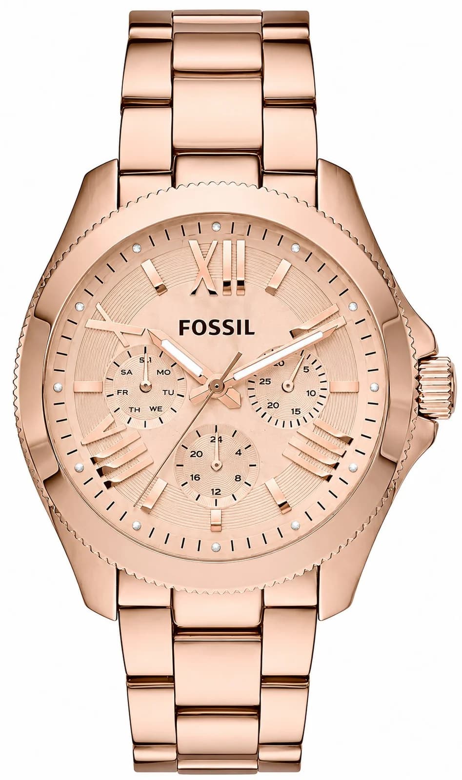 Montre Fossil AM4511 femme cadran or rose bracelet acier