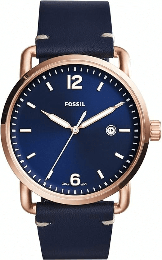 Montre homme Fossil FS5274, cadran bleu et bracelet cuir bleu