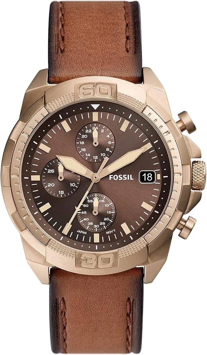 Montre Fossil FS5857 homme cadran marron bracelet cuir