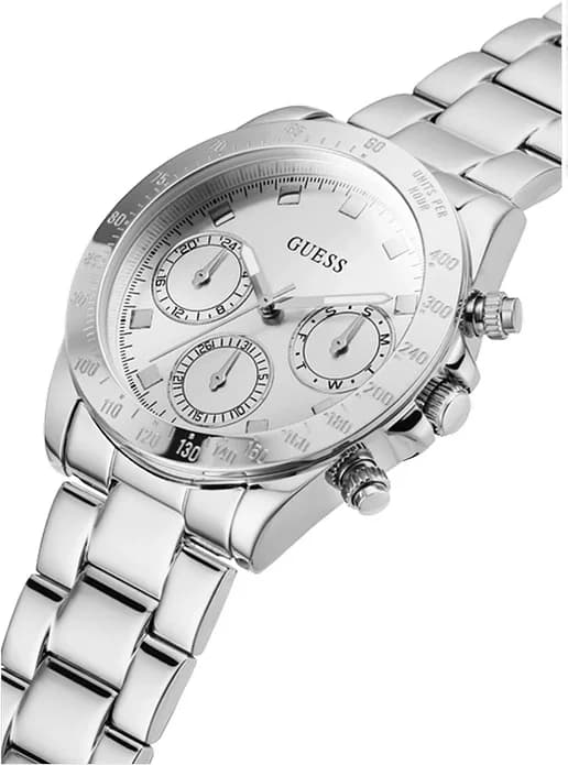 Cadran argent de la montre Guess GW0314L1 en détail