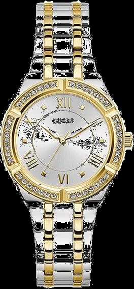 Montre femme Guess GW0033L4, cadran argent, bracelet acier bicolore
