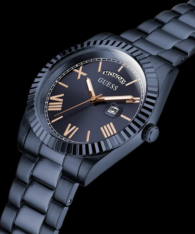 Cadran bleu de la montre Guess GW0265G9 en détail