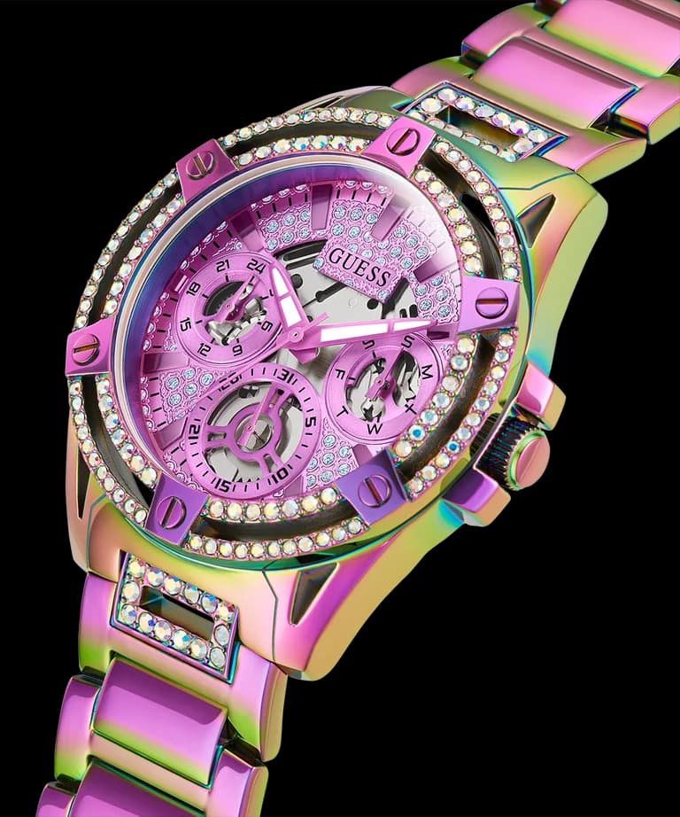 Profil de la montre Guess GW0464L4, boîtier violet