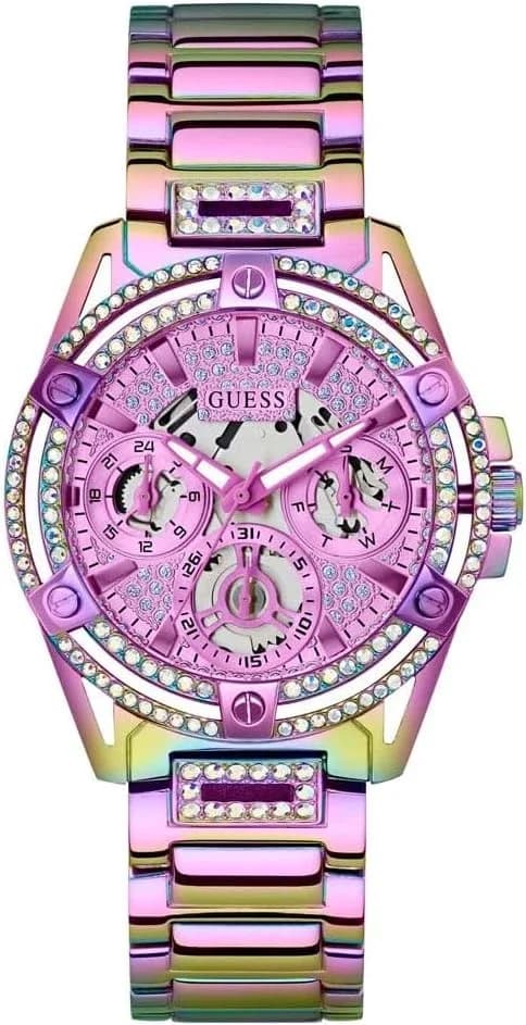 Montre femme Guess GW0464L4, cadran violet avec bracelet en acier