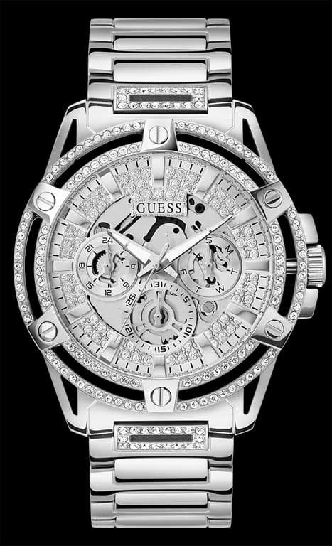 Montre homme Guess GW0497G1, boîtier strassé cadran argent