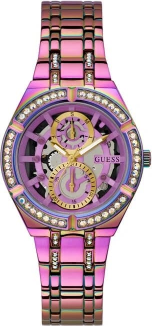 Montre femme Guess GW0604L4, cadran squelette cristallisé multifonctions