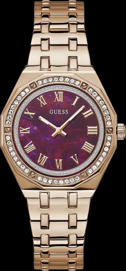 Montre femme Guess GW0770L3, cadran rouge bordeaux acier or rose