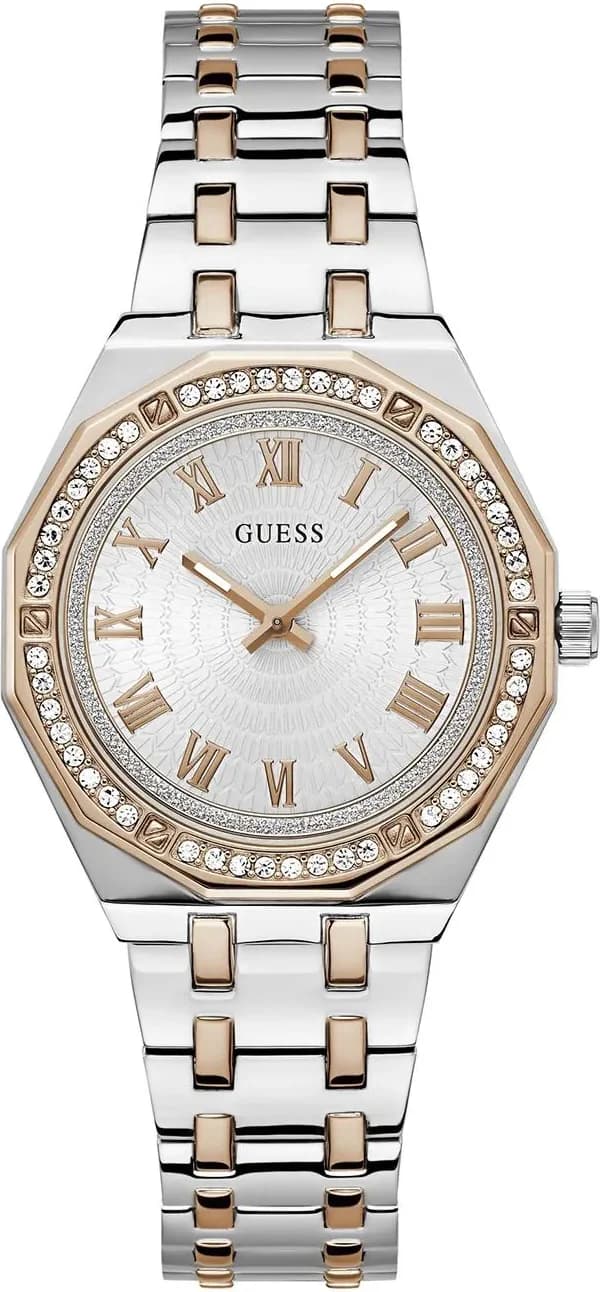 Montre femme Guess GW0770L5, cadran blanc guilloché acier bicolore