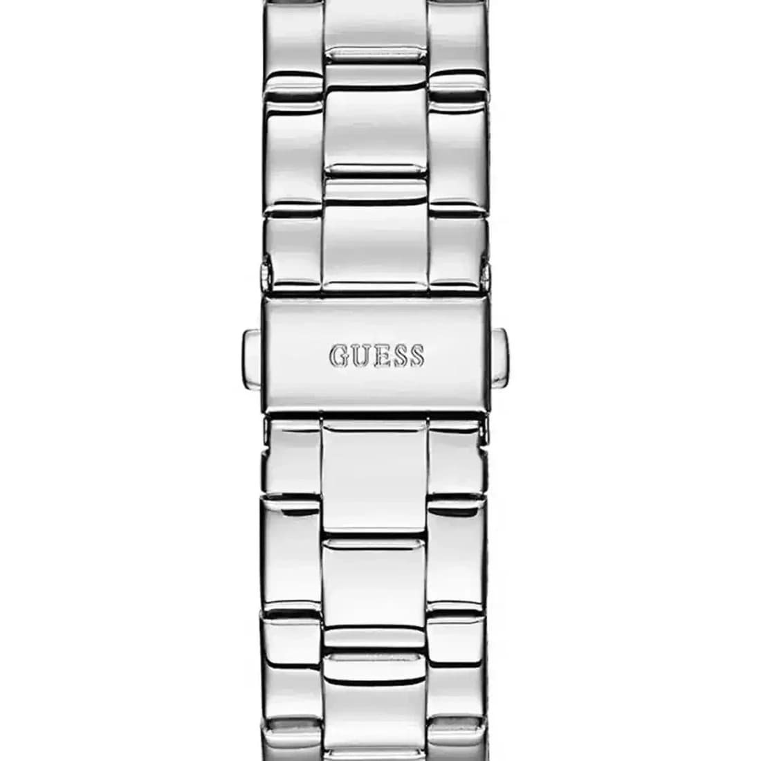 Cadran argent de la montre Guess W0231L1 en détail