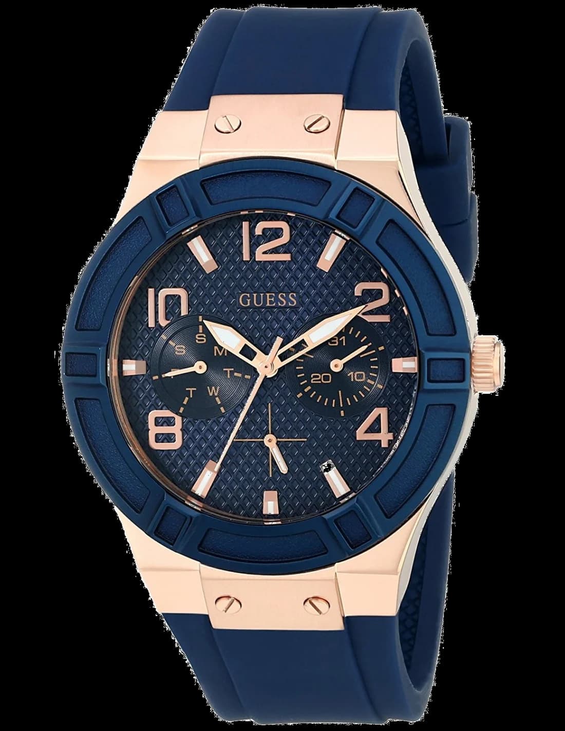 Montre femme Guess W0571L1, avec cadran bleu sur bracelet silicone