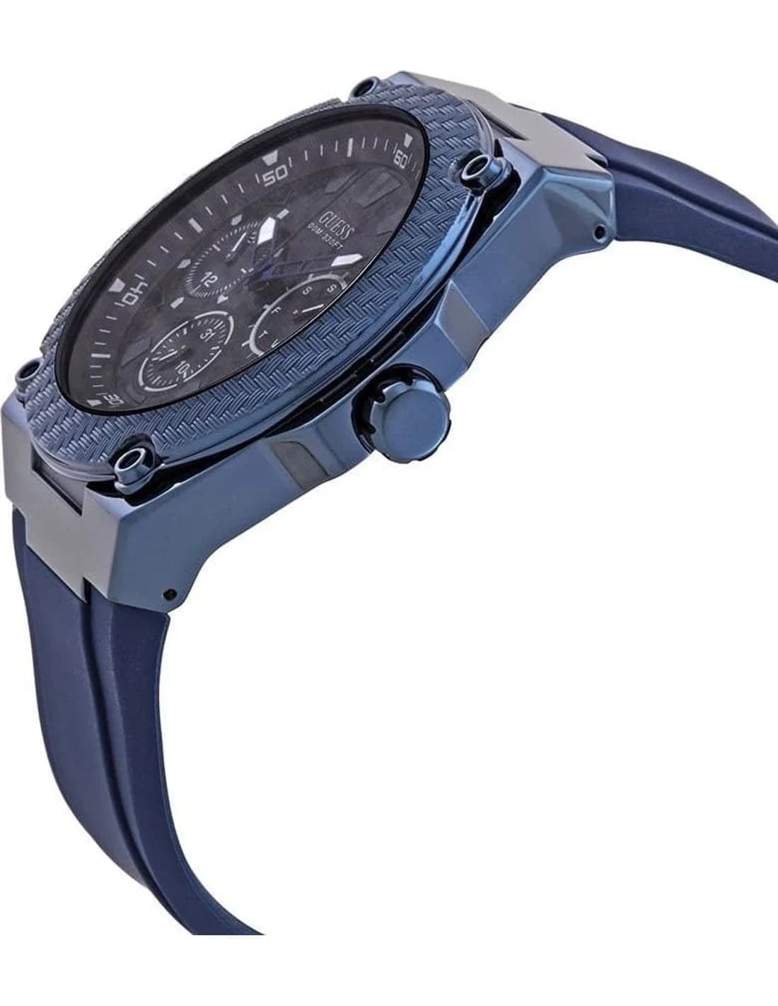 Profil de la montre Guess W1049G7, boîtier bleu