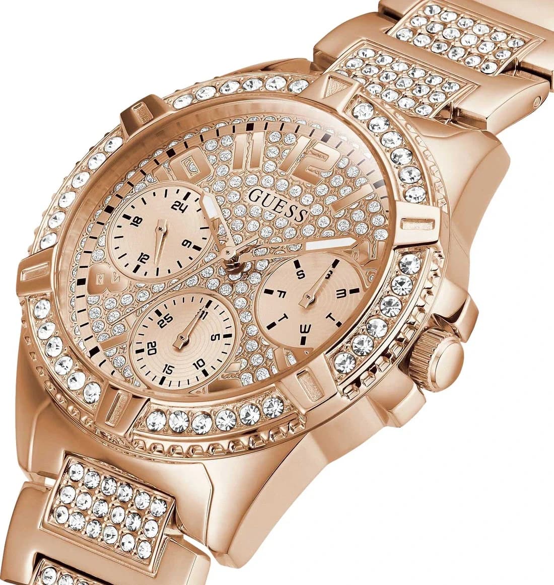 Profil de la montre Guess W1156L3, boîtier or rose