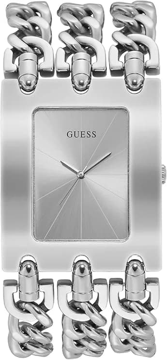 Montre femme Guess W1274L1, cadran argent et bracelet maille chaîne