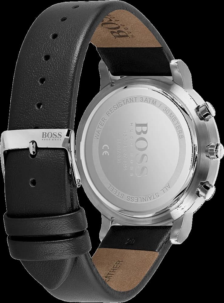 Cadran noir de la montre Hugo Boss 1513777 en détail