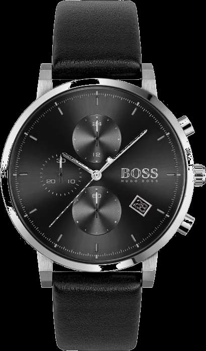 Montre homme Hugo Boss 1513777, cadran noir sur cuir noir