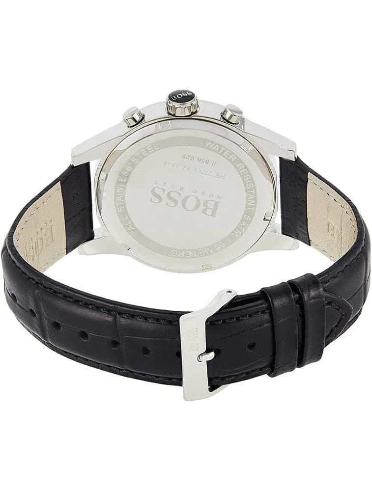 Cadran noir de la montre Hugo Boss 1513279 en détail