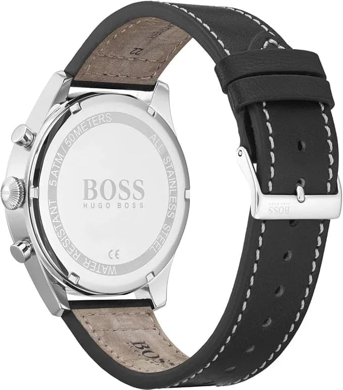 Cadran noir de la montre Hugo Boss 1513708 en détail
