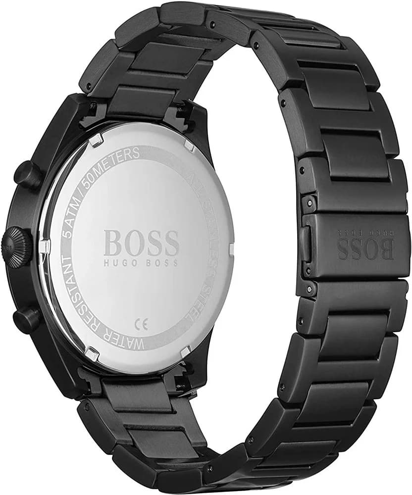 Cadran noir de la montre Hugo Boss 1513714 en détail
