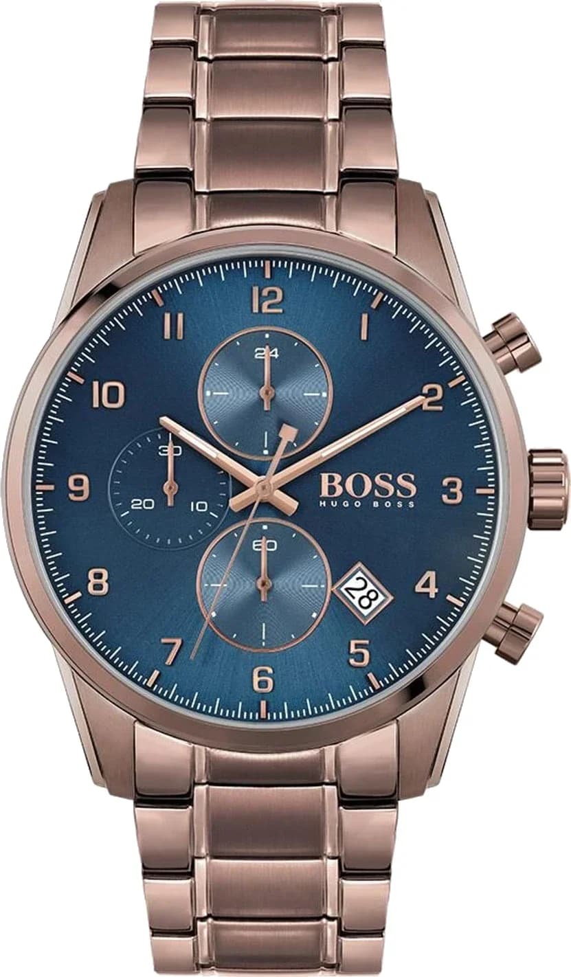 Montre homme Hugo Boss 1513788, au cadran bleu sur bracelet acier