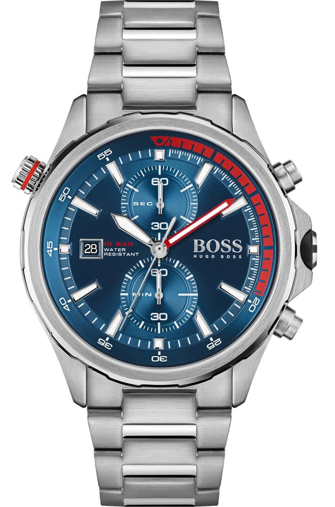 Montre homme Hugo Boss 1513823, chronographe bleu élégant sur bracelet acier