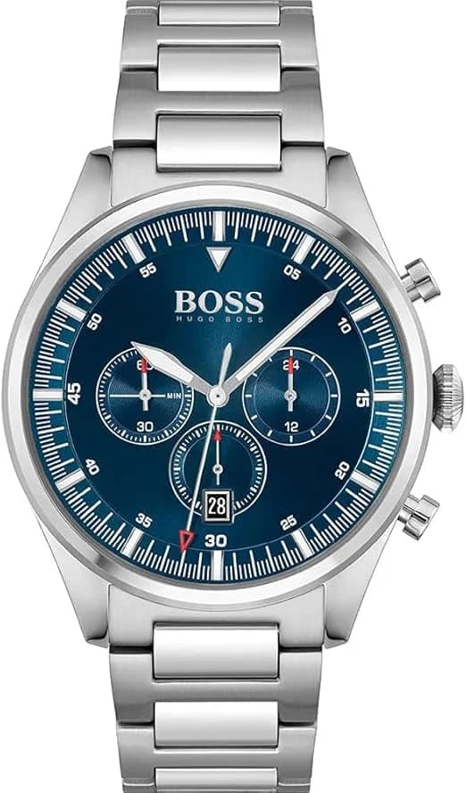 Montre homme Hugo Boss 1513867, cadran bleu, bracelet maillons acier