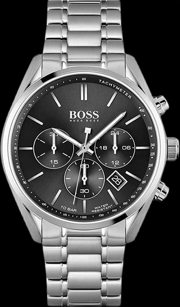 Montre homme Hugo Boss 1513871, chronographe acier au cadran noir intemporel