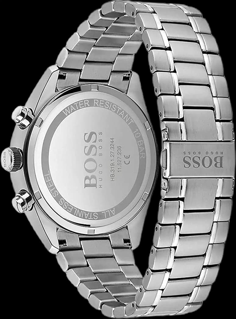 Cadran noir de la montre Hugo Boss 1513871 en détail