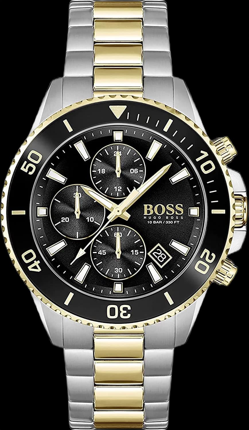 Montre homme Hugo Boss 1513908, chronographe bicolore cadran noir