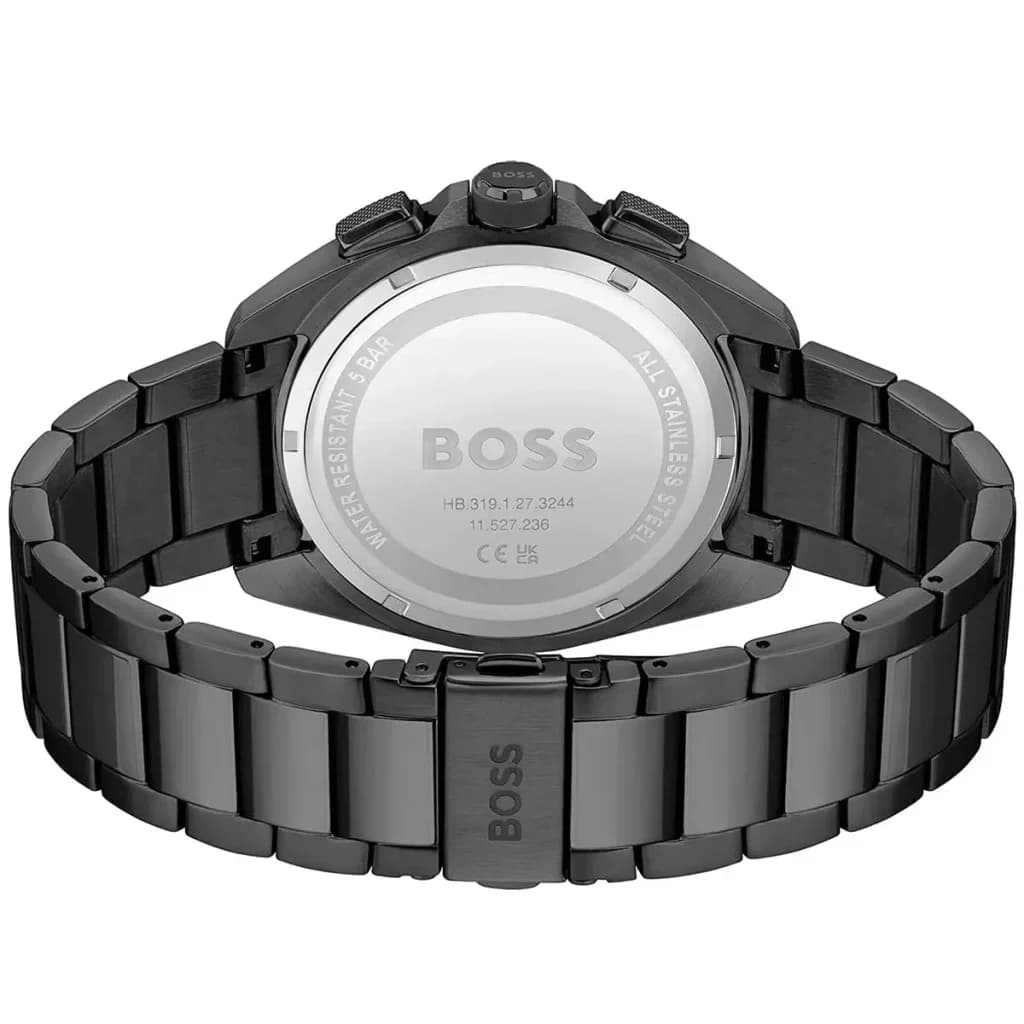 Cadran noir de la montre Hugo Boss 1513950 en détail