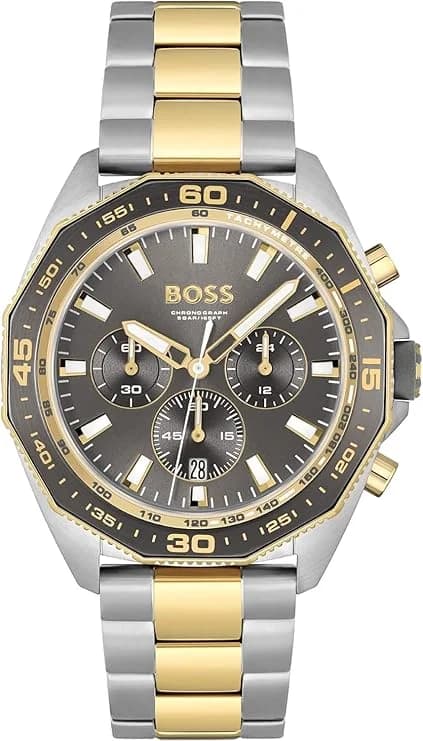 Montre homme Hugo Boss 1513974, cadran gris, bracelet acier bicolore