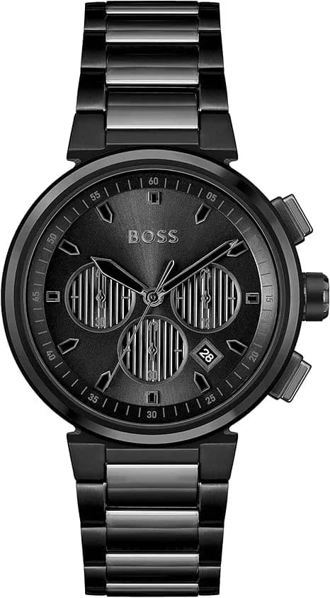 Montre homme Hugo Boss 1514001, cadran noir, bracelet maillons acier