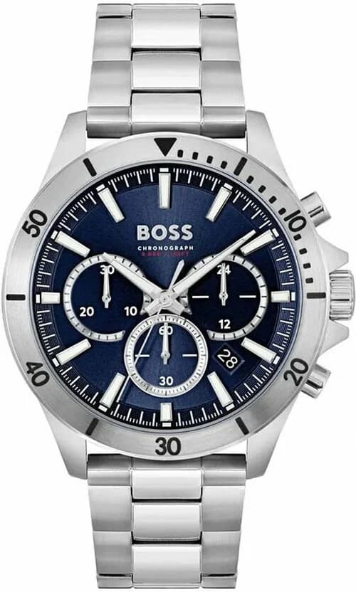 Montre homme Hugo Boss 1514069, au cadran bleu sur bracelet acier argenté