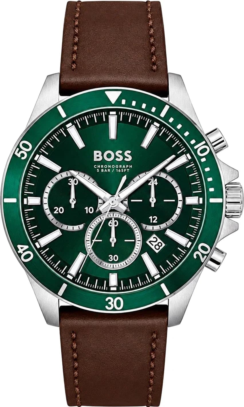 Montre Hugo Boss 1514098 homme cadran vert bracelet cuir