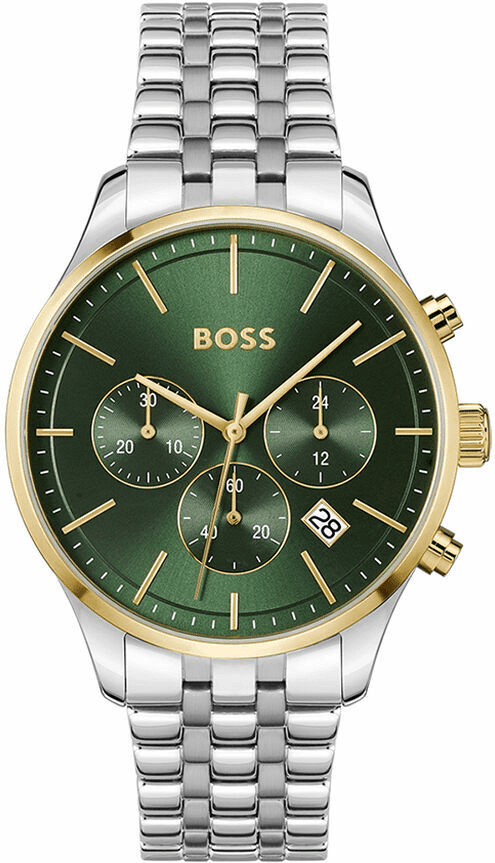 Montre homme Hugo Boss 1514159, avec cadran vert sur bracelet acier