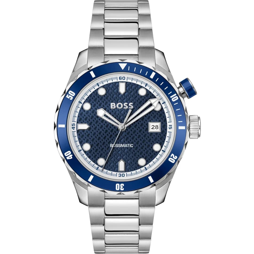 Montre homme Hugo Boss 1514177, au cadran bleu sur bracelet acier