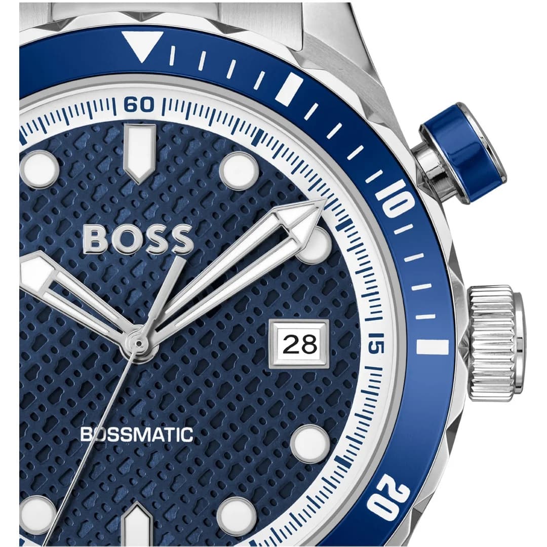 Cadran bleu de la montre Hugo Boss 1514177 en détail