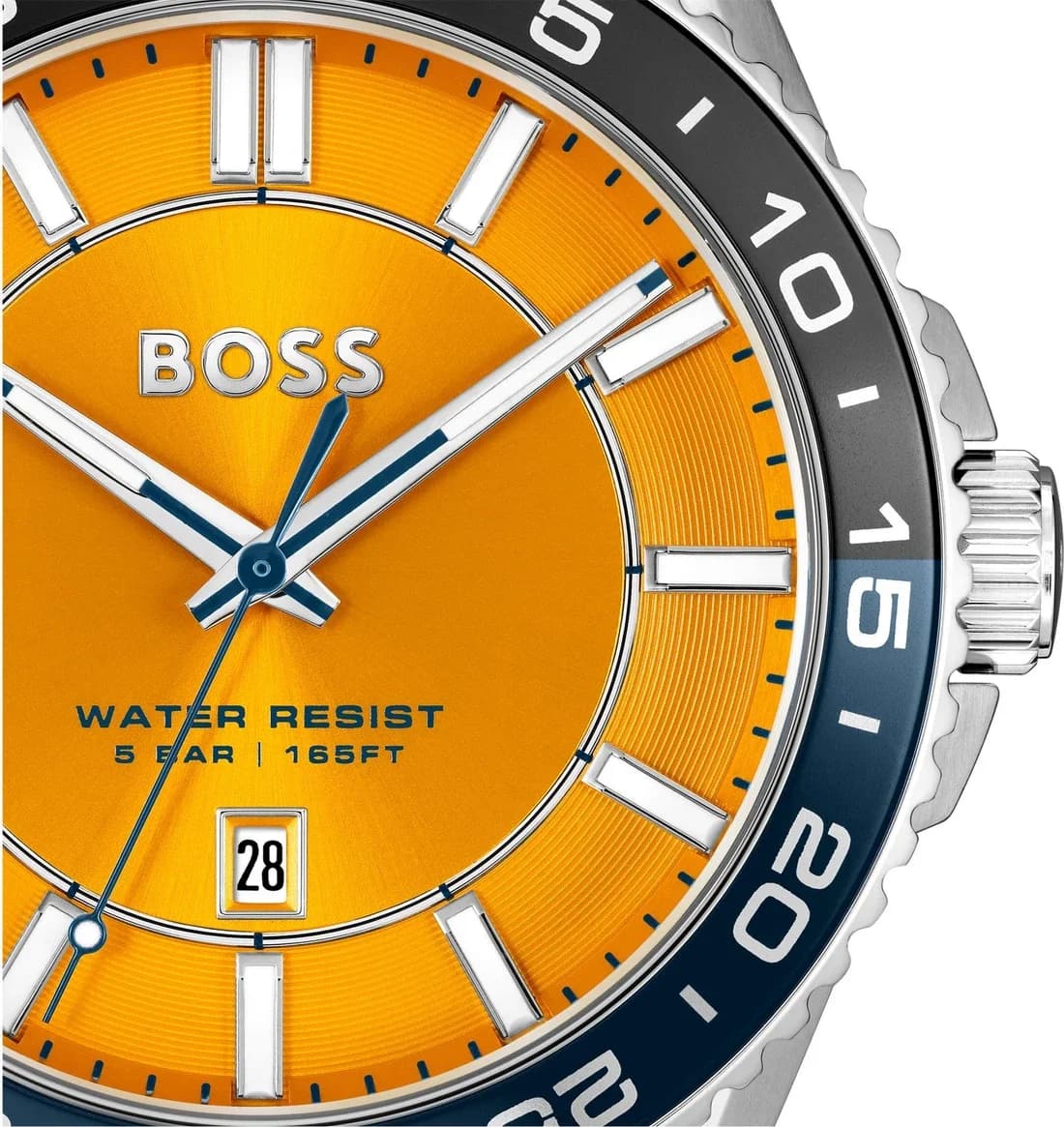 Cadran orange de la montre Hugo Boss 1514206 en détail