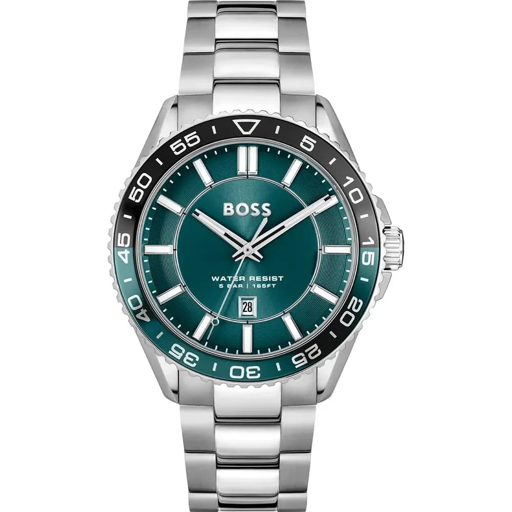 Montre homme Hugo Boss 1514208, cadran vert habillé d'un bracelet acier