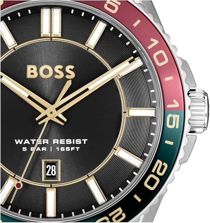 Cadran noir de la montre Hugo Boss 1514210 en détail