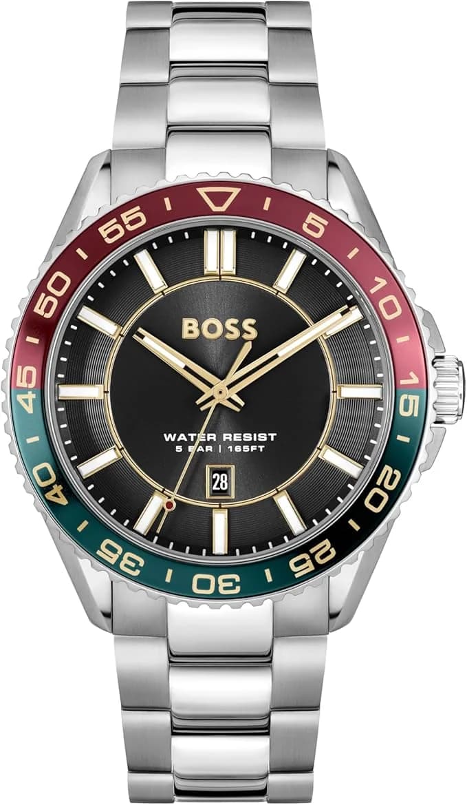 Montre homme Hugo Boss 1514210, au cadran noir et bracelet acier