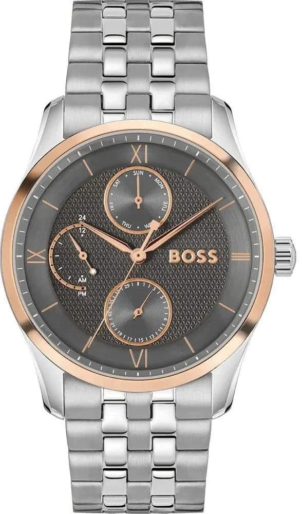 Montre homme Hugo Boss 1514275, au cadran argent sur bracelet acier