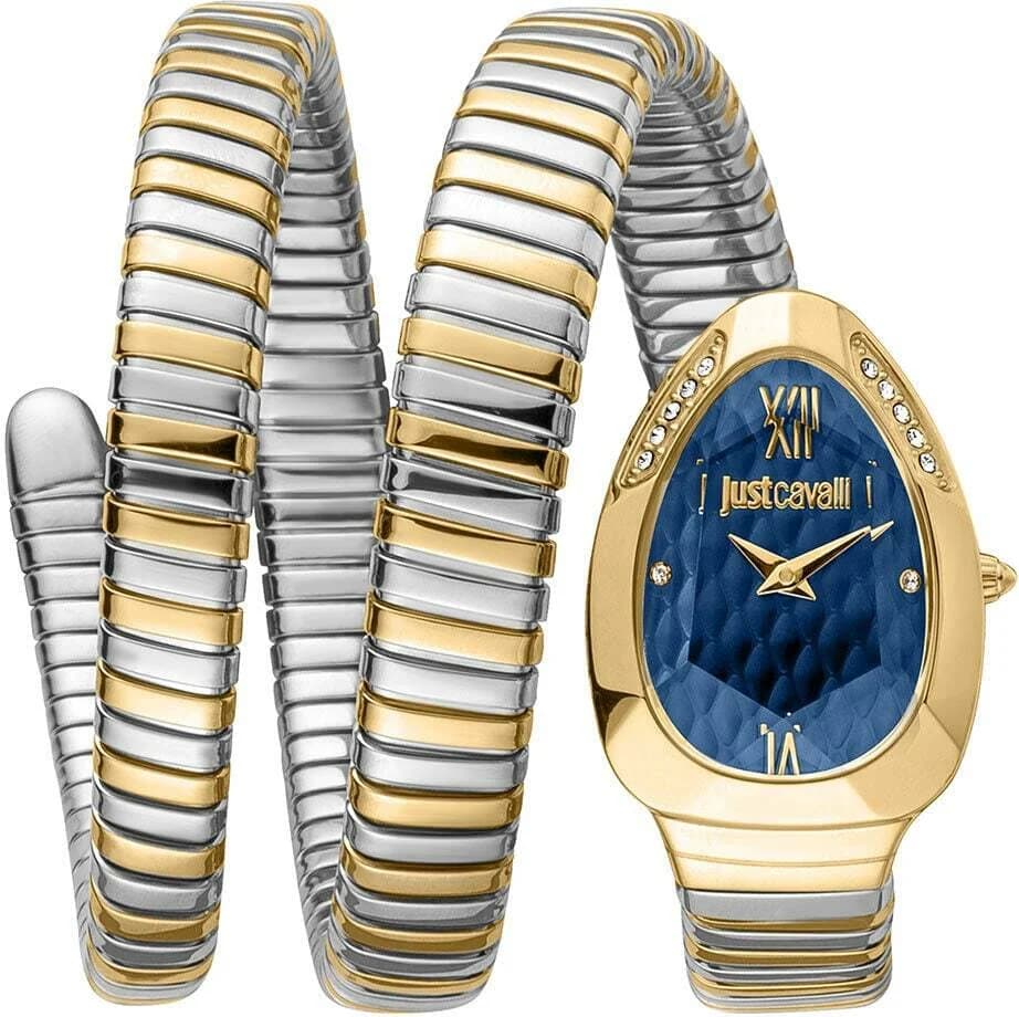 Montre femme Just Cavalli JC1L224M0075, cadran bleu bracelet bicolore