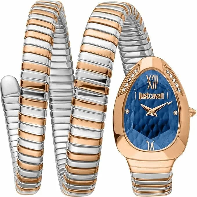 Montre femme Just Cavalli JC1L224M0095, cadran bleu 22mm bicolore